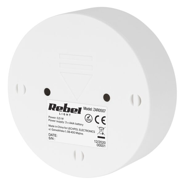 Lampa veghe cu senzor de miscare 0.5W 6500K alb rece 19lm 3x AAA Rebel ZAR0507 - imagine 3