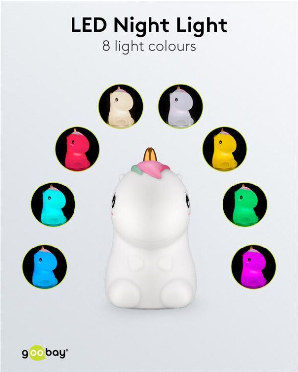 Lumina de noapte cu LED Unicorn 7 culori 3 moduri lumina cu acumulator Goobay 61649 - imagine 10