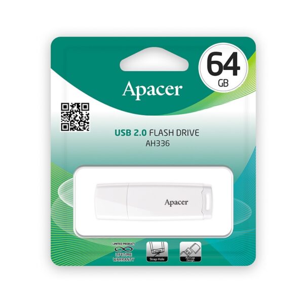 Memorie flash USB2.0 64GB alb AH336 Apacer - imagine 2