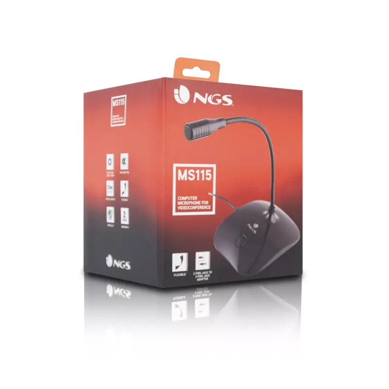 Microfon de birou NGS MS115 3.5 mm 1.5m gat metalic flexibil negru