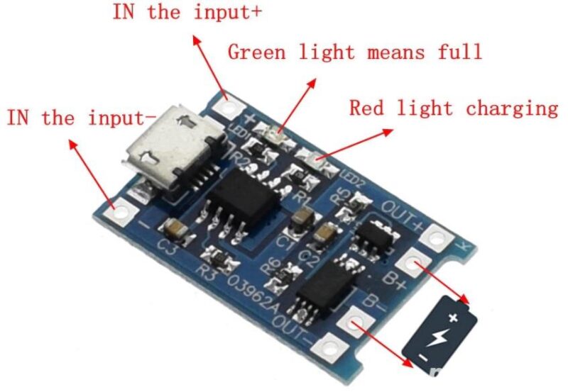 Modul de incarcare 18650 cu alimentare micro USB max. 1A MODUL INC MICRO