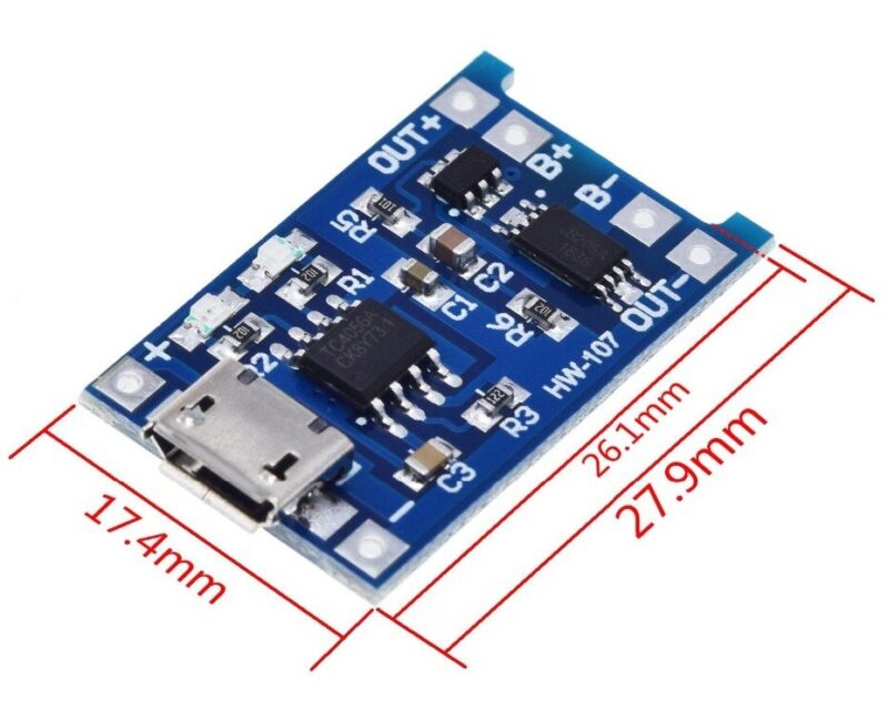 Modul de incarcare 18650 cu alimentare micro USB max. 1A MODUL INC MICRO