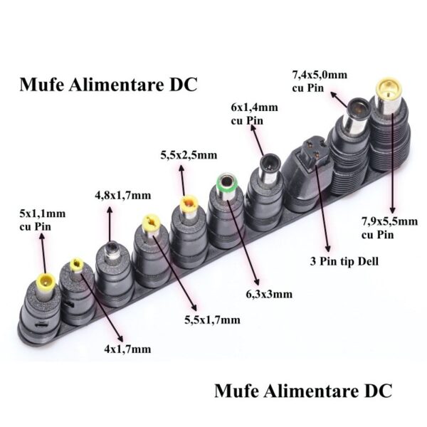 Mufa adaptoare alimentare DC 2.5x5.5 mm mama la 3 Pini tip Dell tata - imagine 3