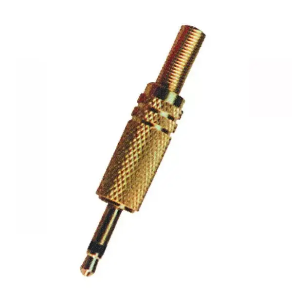 Mufa Jack 3.5 mm mono tata metal aurit pe fir cu protector cablu - imagine 2