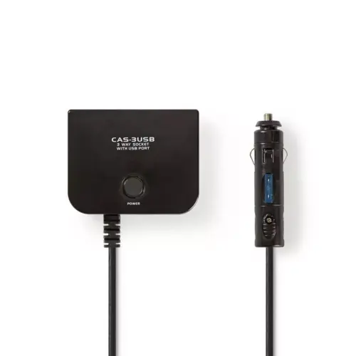 Multiplicator bricheta auto cu 3 iesiri 12V 4A +USB Nedis