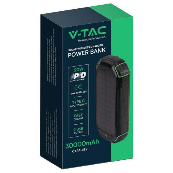 POWER BANK 30000mAh Wireless cu incarcare solara V-TAC SKU-7836 - imagine 11
