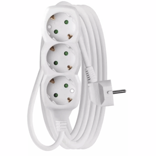 Prelungitor electric 5m 3x Schuko alb P0325R EMOS 3680W conductor cupru 1.5mm2
