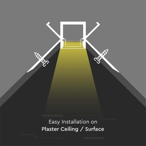 Profil aluminiu banda LED pentru rigips colt interior 2m mat V-tac SKU-3362 - imagine 3