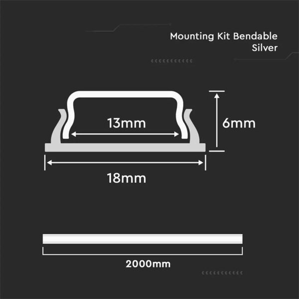 Profil aluminiu FLEXIBIL banda LED 2m 18x6 mm V-TAC SKU-2909 - imagine 3