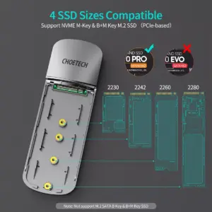 Rack extern NVMe M.2 SSD USB TYPE C GEN 2 cu carcasa Choetech PC-HDE16