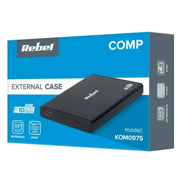 Rack HDD/SSD aluminiu 2.5 SATA USB Type C 3.0 REBEL - imagine 3
