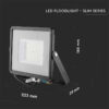 Reflector LED SMD Slim 50W 5750lm 6500K IP65 negru CIP SAMSUNG V-Tac SKU-21761 - imagine 3