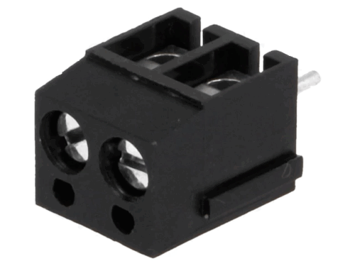 Regleta 2 contacte de conexiuni placa PCB in unghi 90 5mm 2 piste max.2.5mm2 negru DEGSON ELECTRONICS DG300-5.0-02P-13-00AH