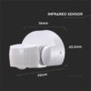 Senzor de miscare 180/360 grade 12m 1200W ALB V-TAC - imagine 2