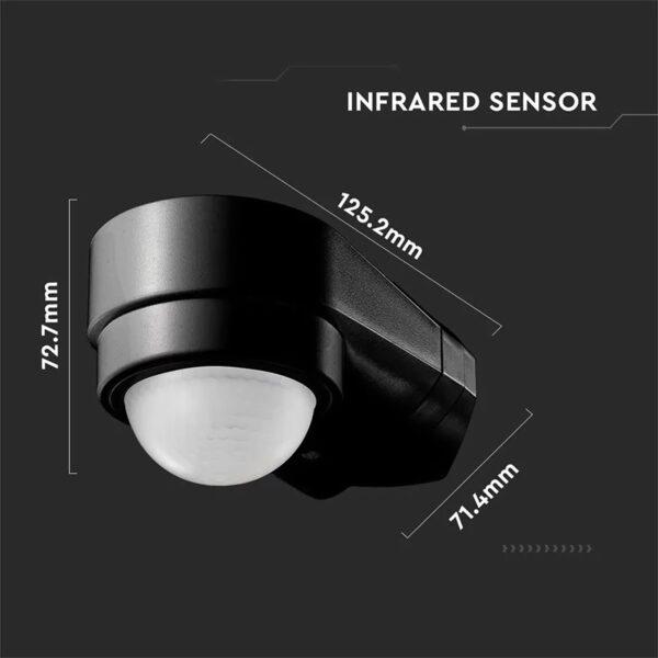 Senzor de miscare pe colt 240 grade 1200W 10m negru V-TAC - imagine 2