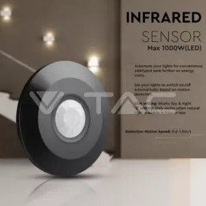 Senzor miscare cu montaj pe tavan 360 grade negru max 2000W V-TAC