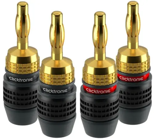 Set 4 mufe Banana 4mm Premium Clicktronic Conexiuni Audio de Inalta Calitate pentru cablu 6.0mm2 52546