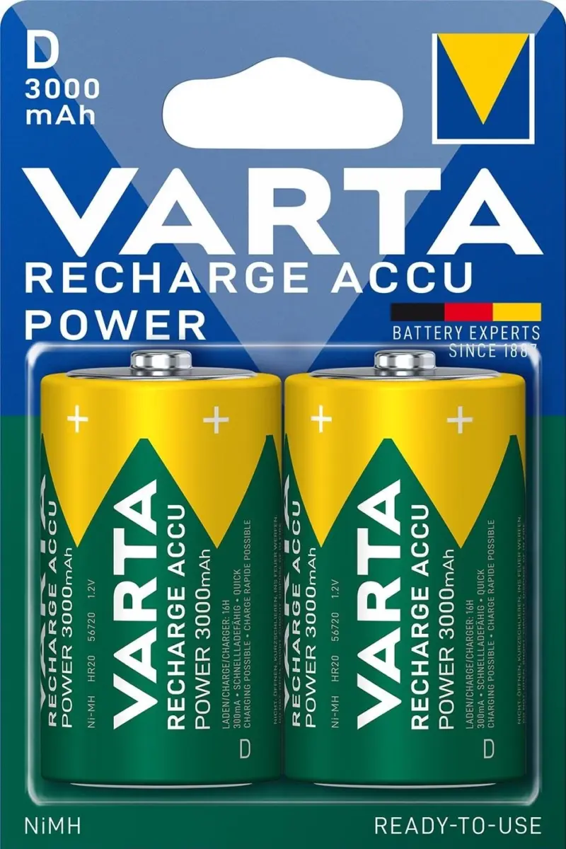 Set acumulatori Varta Ni-Mh D R20 1.2V 3000mAh Ready to use 2buc