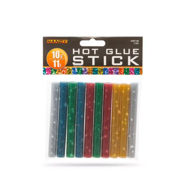 Set baton plastic termoadeziv silicon 11mm x 10cm colorat glitter stralucitor 10buc HANDY - imagine 2