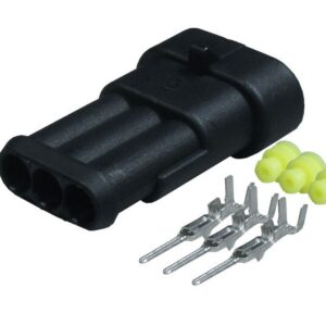 Set conector cablu Superseal 1.5 tata mufa 3 pin 3 pini inclusi + 3 garnituri incluse IP67 TE Connectivity 282105-1-SET-M