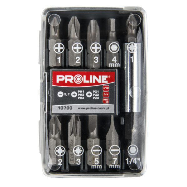Set varfuri CrV S2 in cutie PH1 PH2 PZ1 PZ2 varf negativ 6mm prelungitor magnetic 1/4 inch Proline 10699 - imagine 2