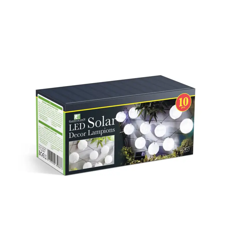 Sir 10 lampioane solare LED alb rece 3.7m Garden of Eden 11227