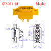Soclu alimentare DC XT60 tata 2pini lipire montare pe panou 30A 500V galbena AMASS XT60E1-M / XT60E-M - imagine 3
