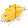 Soclu alimentare DC XT60 tata 2pini lipire montare pe panou 30A 500V galbena AMASS XT60E1-M / XT60E-M - imagine 2