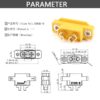 Soclu alimentare DC XT60 tata 2pini lipire montare pe panou 30A 500V galbena AMASS XT60E1-M / XT60E-M - imagine 5