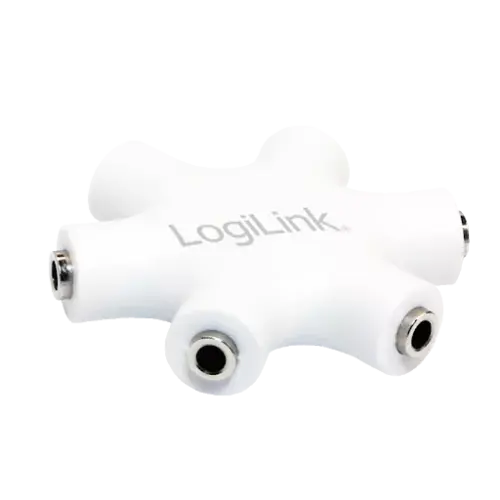 Splitter adaptor Jack 3.5 mm mama x6 stereo +cu cablu 0.2m alb LOGILINK CA1088