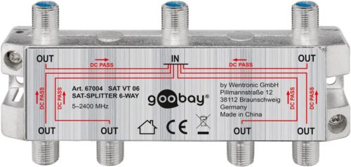 Splitter SAT 6 iesiri pentru dispozitive prin satelit 5-2400MHz Goobay 67004