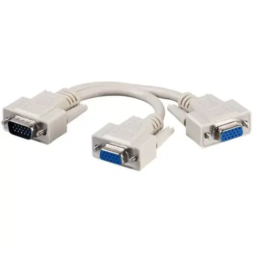 Splitter VGA 15pini tata la 2x VGA mama 15pini crem Goobay