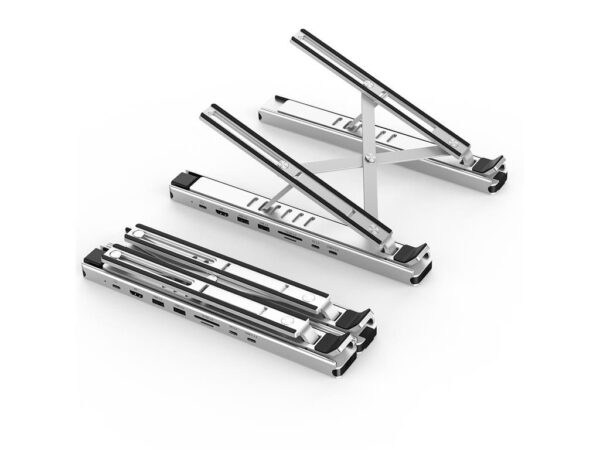 Stand laptop 9in1 si HUB USB type C docking station reglabil aluminiu Choetech HUB-M43-SL-V1 - imagine 3
