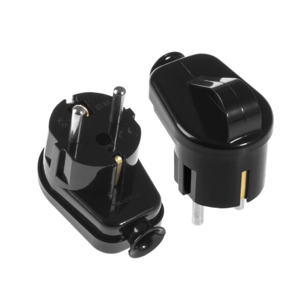 Stecher Shuko iesire laterala negru cu inel prindere WT-16U/Z/BK Plastrol - imagine 2