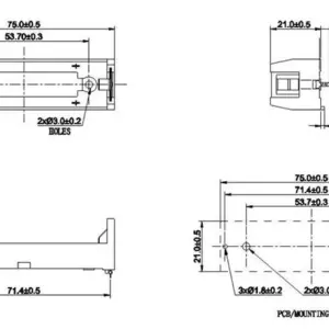 Suport acumulator MR18650 x1buc pentru PCB COMF BHC-18650-1P