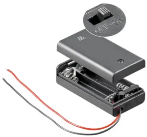 Suport baterii 2x AA R6 cu Intrerupator si Capete de cablu libere Rezistent la apa 12443 Goobay