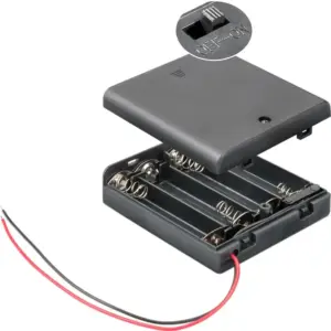 Suport baterii 4x AA R6 cu comutator si capete de cablu libere Rezistent la apa 11473 Goobay