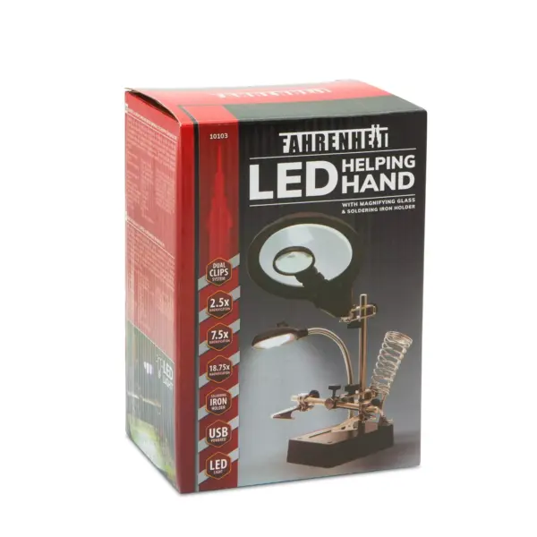 Suport CI cu lupa 9/ 3cm iluminata 5x LED 15lm si cleme crocodil Fahrenheit - imagine 5