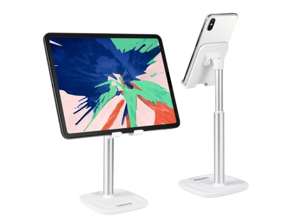 Suport reglabil de birou pentru telefon si tableta alb Choetech H88-WH-HW - imagine 4