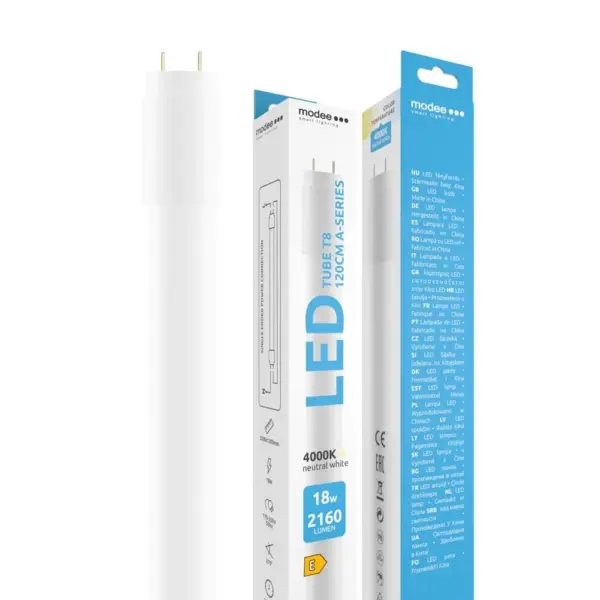 Tub LED T8 18W 2160lm 1200mm lumina naturala 4000K Modee ML-T8G4000K1200-18WA