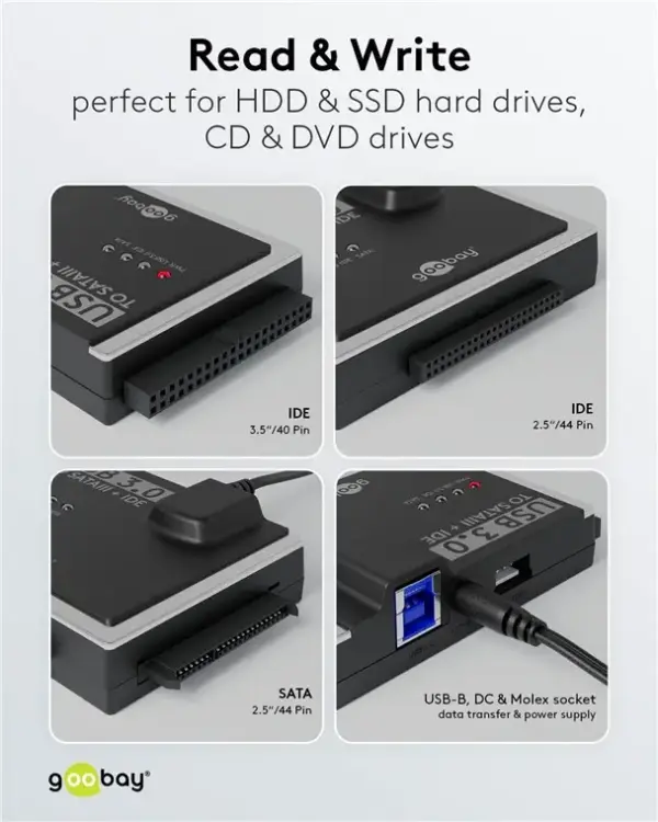 Adaptor de hard disk USB 3.0 pentru IDE si SATA 2.5 / 3.5 inchi Goobay 72013 - imagine 5