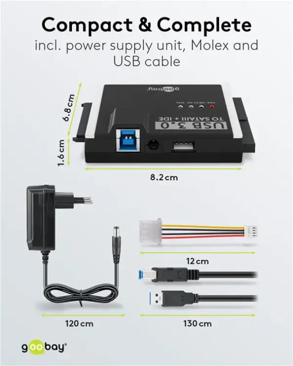 Adaptor de hard disk USB 3.0 pentru IDE si SATA 2.5 / 3.5 inchi Goobay 72013 - imagine 10