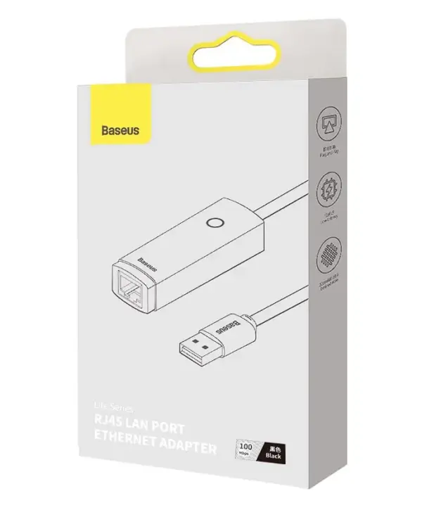 Adaptor retea Baseus Lite USB 2.0 la RJ45 10/100Mbps cu LED WKQX000001 - imagine 3