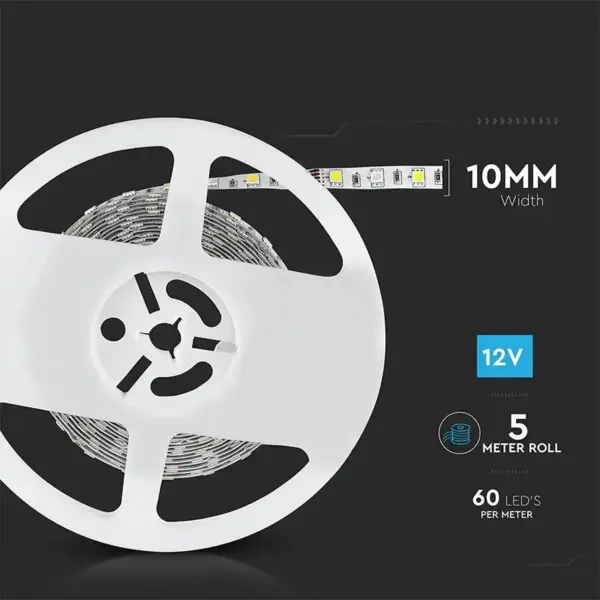 Banda LED SMD5050 60LED/m 357lm/m 8W/m RGB+W alb neutru IP20 5m V-TAC SKU-212552 - imagine 9