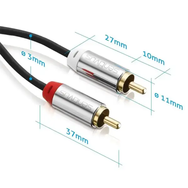 Cablu audio SENTIVUS stereo 2x RCA - 2x RCA 2m tata-tata SA-AU080-200 - imagine 3