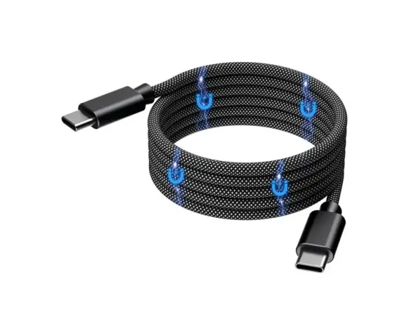 Cablu magnetic date / incarcare USB-C - USB-C Choetech XCC-1054-BK 1.2m PD 100W - imagine 3