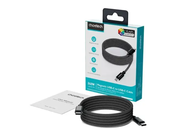 Cablu magnetic date / incarcare USB-C - USB-C Choetech XCC-1054-BK 1.2m PD 100W - imagine 10