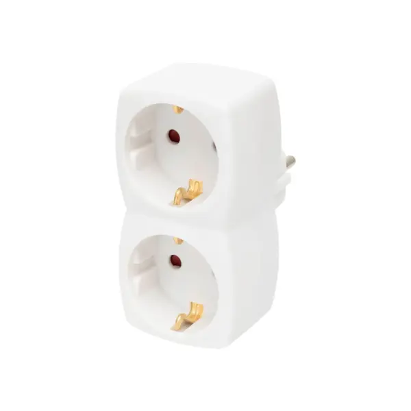 Dublu stecher distribuitor cu impamantare 2x Schuko 3680W 16A alb Home NV 22