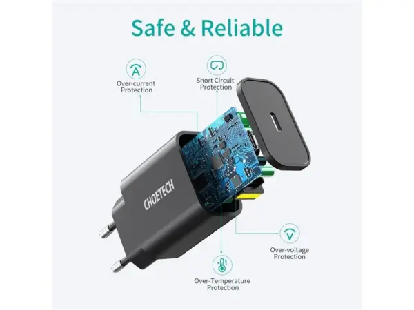 Incarcator retea Choetech Q5004-EU-WH QC 3.0 PD 18W USB Type C - imagine 2