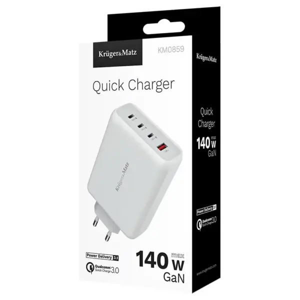 Incarcator retea Kruger&Matz KM0859 PD QC3.0 GAN 140W - imagine 4